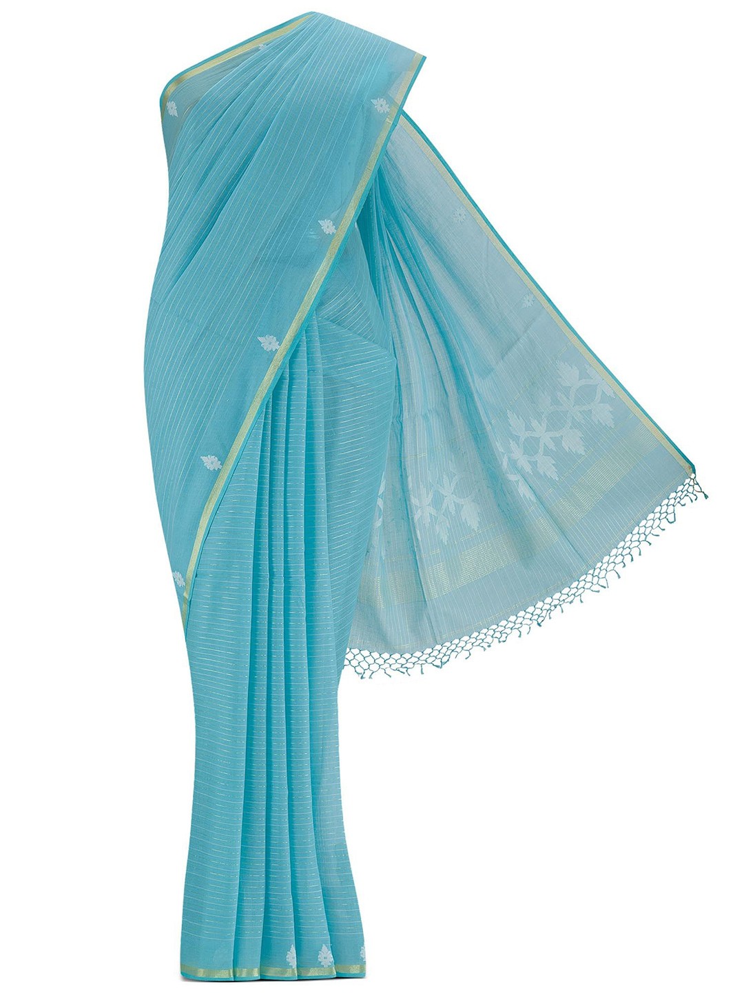 

Nalli Women Blue Striped Pure Cotton Saree