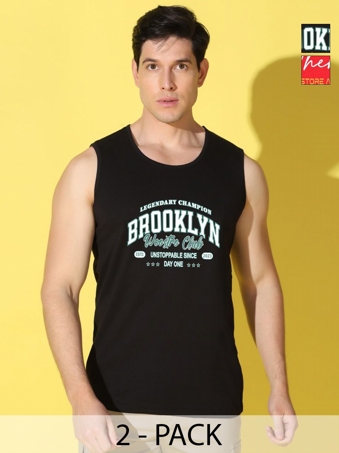 

WOOSTRO Men Typography 2 Printed Applique Slim Fit T-shirt, Black