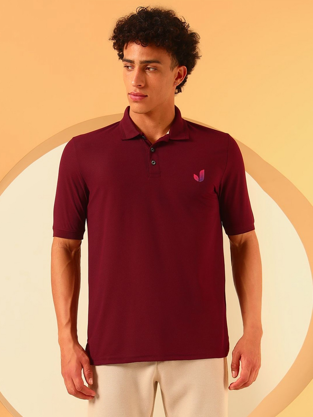 

GLITO Women Polo Collar Pockets Slim Fit T-shirt, Maroon