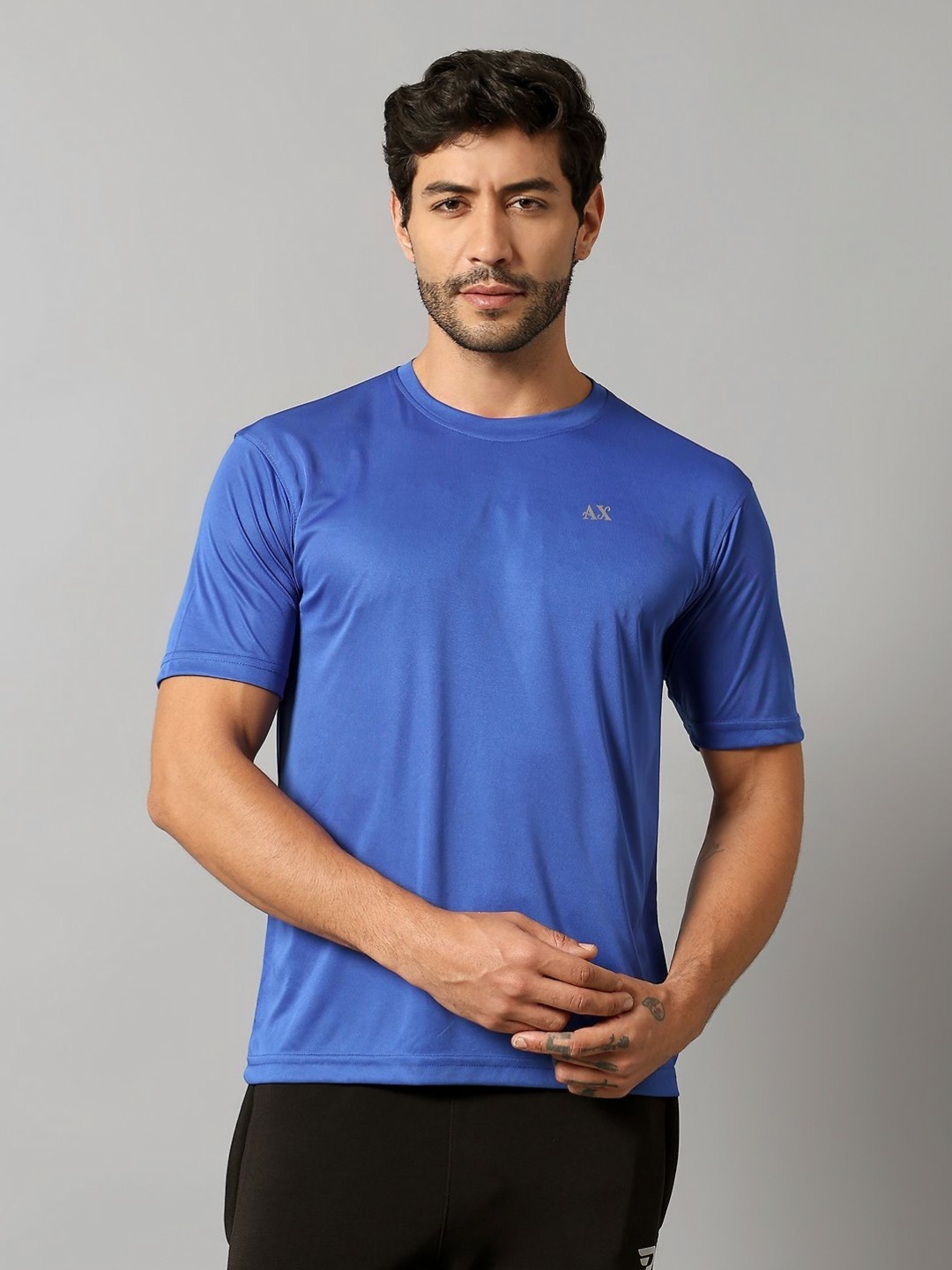 

AUXAMIS Men Raw Edge T-shirt, Blue