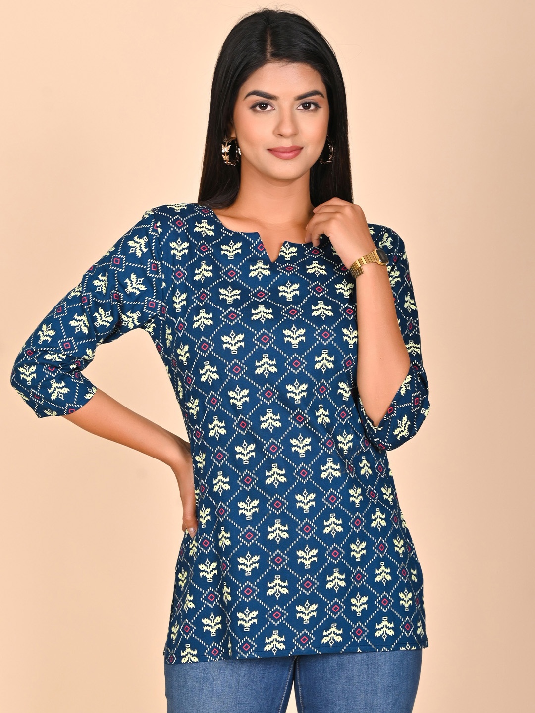 

Rashmi Shree Creation Geometric Print Top, Blue