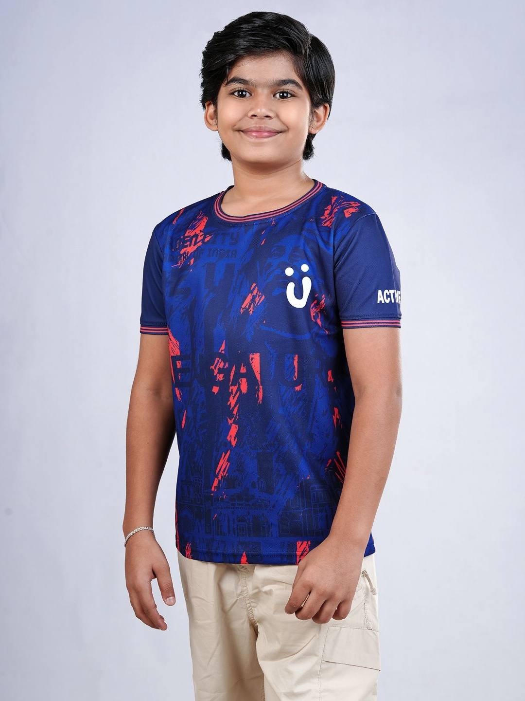 

UMILDO Kids Sports Printed Dri-FIT T-shirt, Navy blue