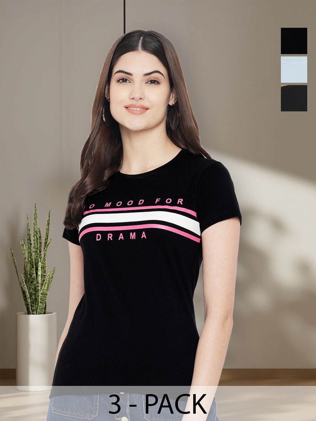 

Tromko Women Typography 3 Printed Applique T-shirt, Multi