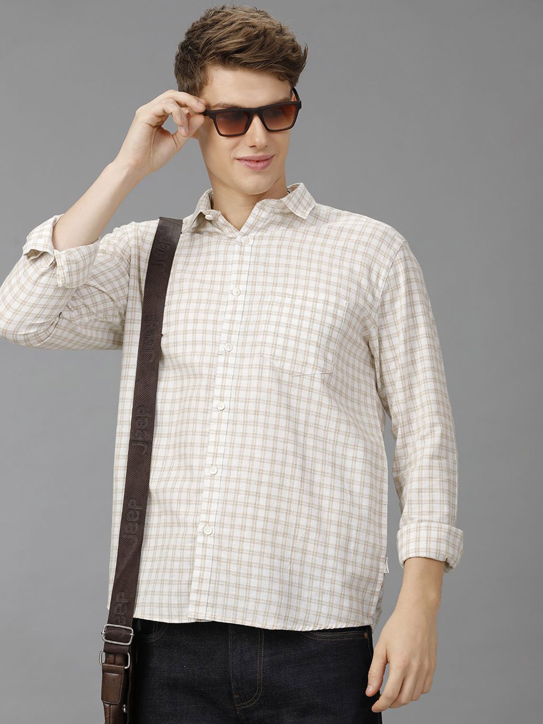 

Voi Jeans Men Gingham Checks Opaque Checked Casual Shirt, Multi