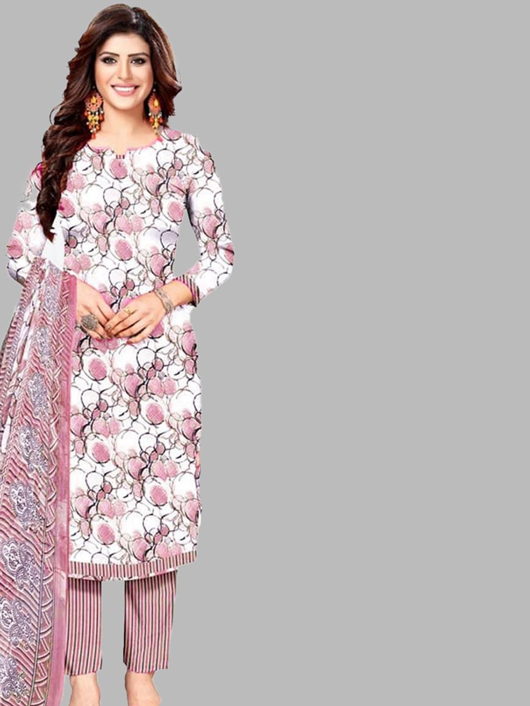 

SIMPLYETHNIC Floral Printed Unstitched Dress Material, Pink