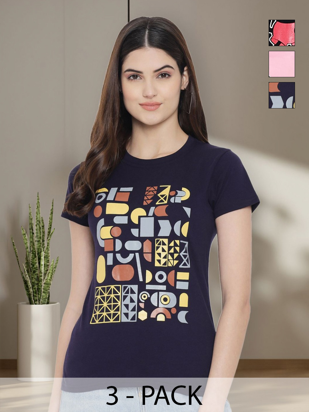

Tromko Women Typography 3 Printed Applique T-shirt, Multi