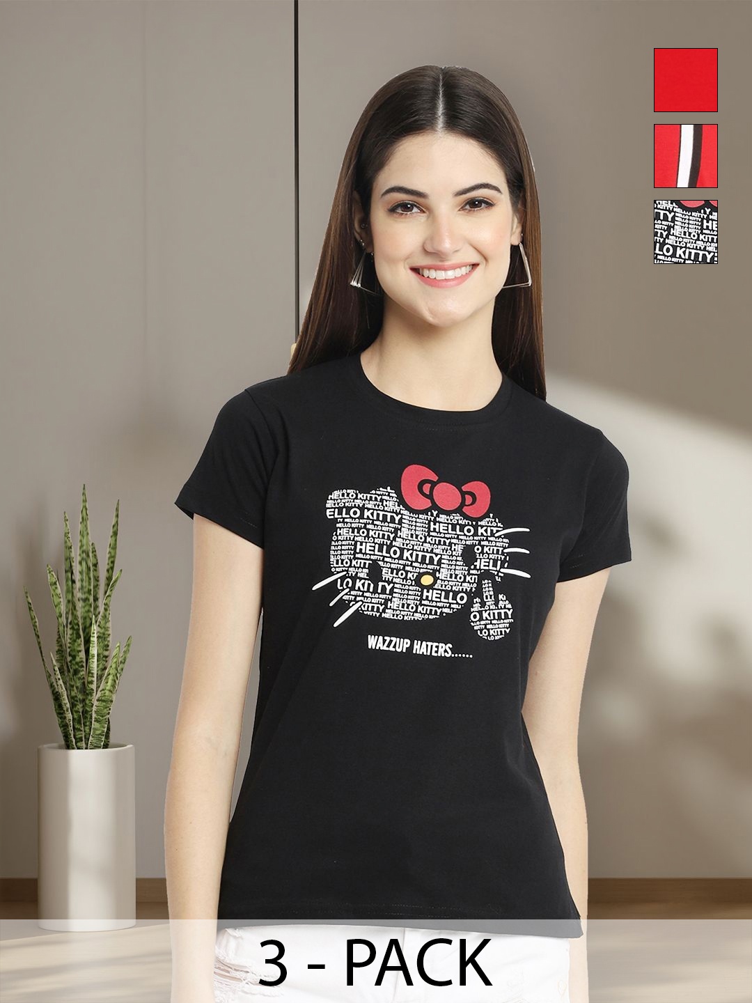 

Tromko Women Typography 3 Printed Applique T-shirt, Multi