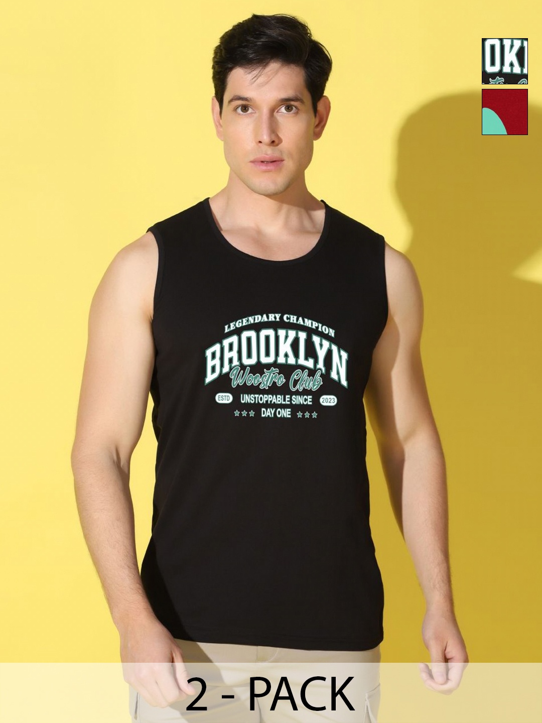 

WOOSTRO Men Typography 2 Printed Applique Slim Fit T-shirt, Black