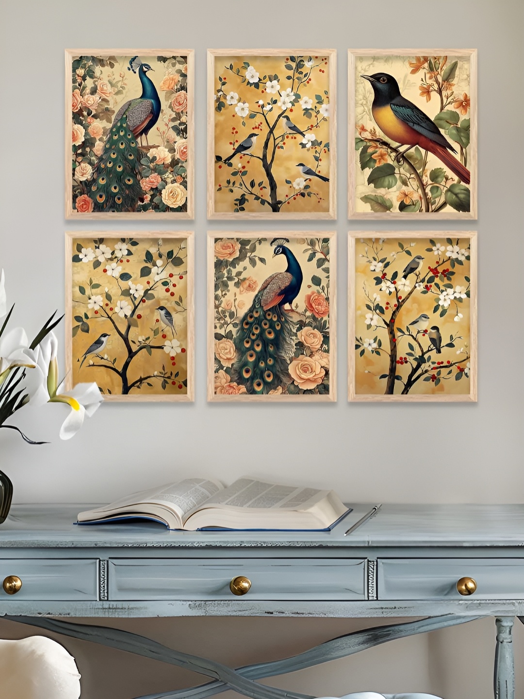 

WALLLANE Brown & Yellow 6 and more Piece Wood Other Wall Paintings