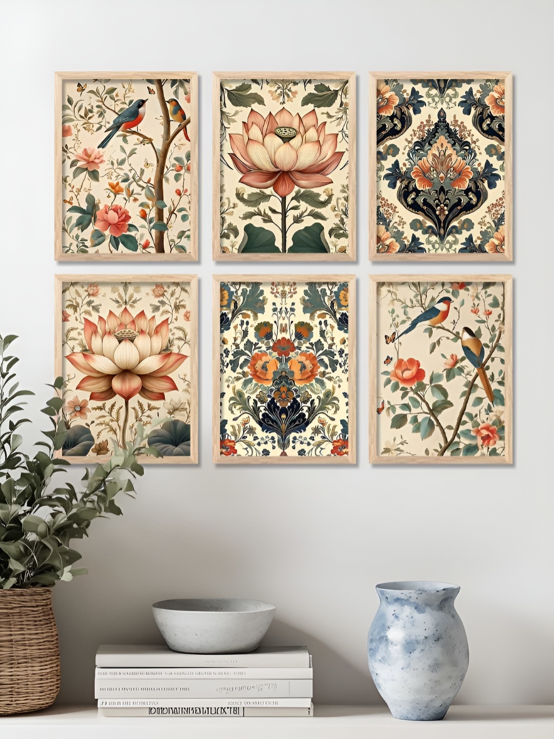 

WALLLANE Brown & Green 6 and more Piece Wood Abstract Wall Paintings