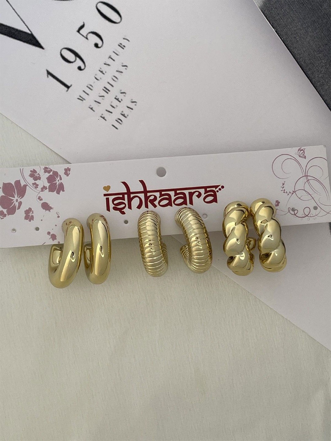 

ISHKAARA Contemporary Hoop Earrings, Gold
