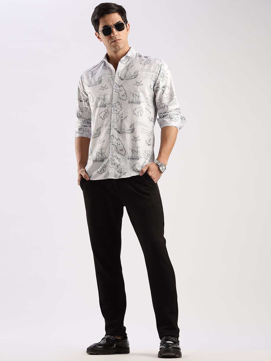 

RICH & ROMAN Men Classic Opaque Printed Semiformal Shirt, Lavender