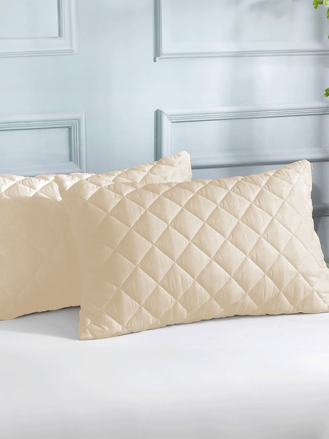 

LINENWALAS Happy Sleeping Beige 2 Pieces Abstract Pure Cotton Rectangle Pillow Covers