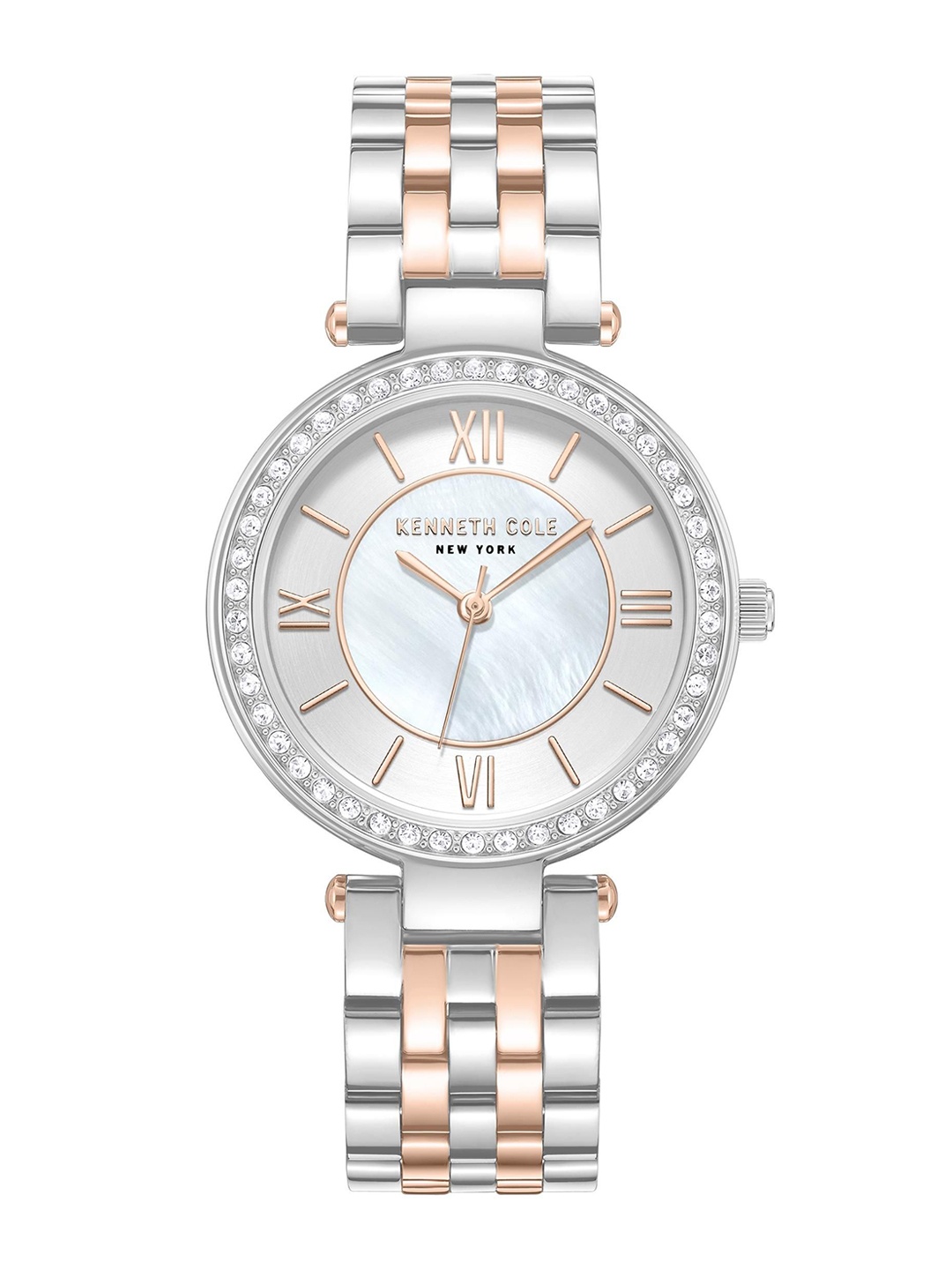 

Kenneth Cole Women Embellished Dial & Stainless Steel Bracelet Style Straps Analogue Watch KCWLG0062203LD, Silver