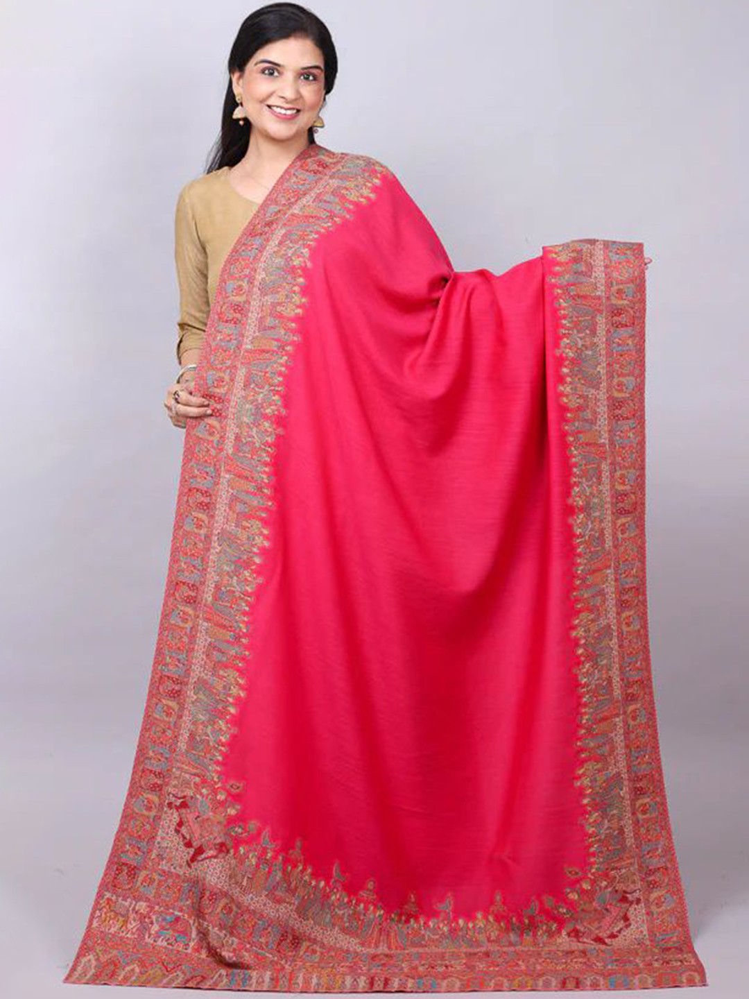 

THE SHAWL STUDIO Women Floral Printed Shawl, Pink
