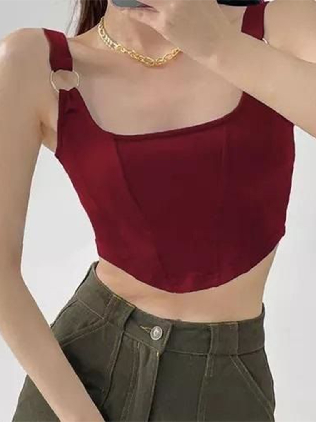 

Projas Sweetheart Neck Crop Top, Maroon