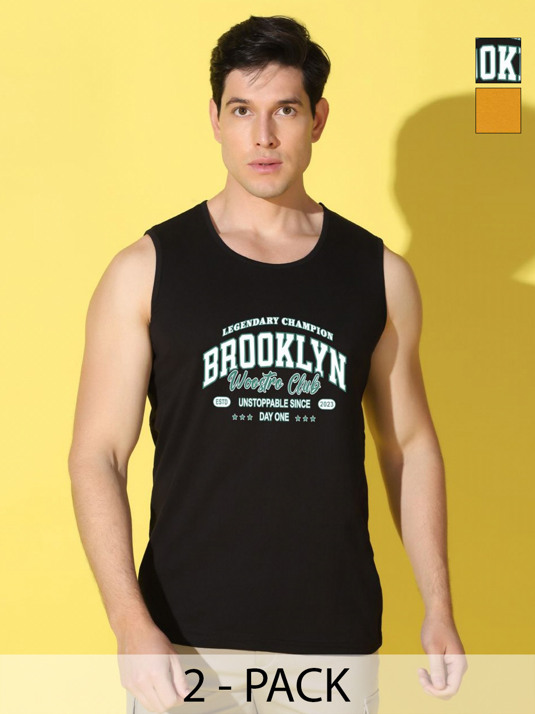 

WOOSTRO Men Typography 2 Printed Applique Slim Fit T-shirt, Black