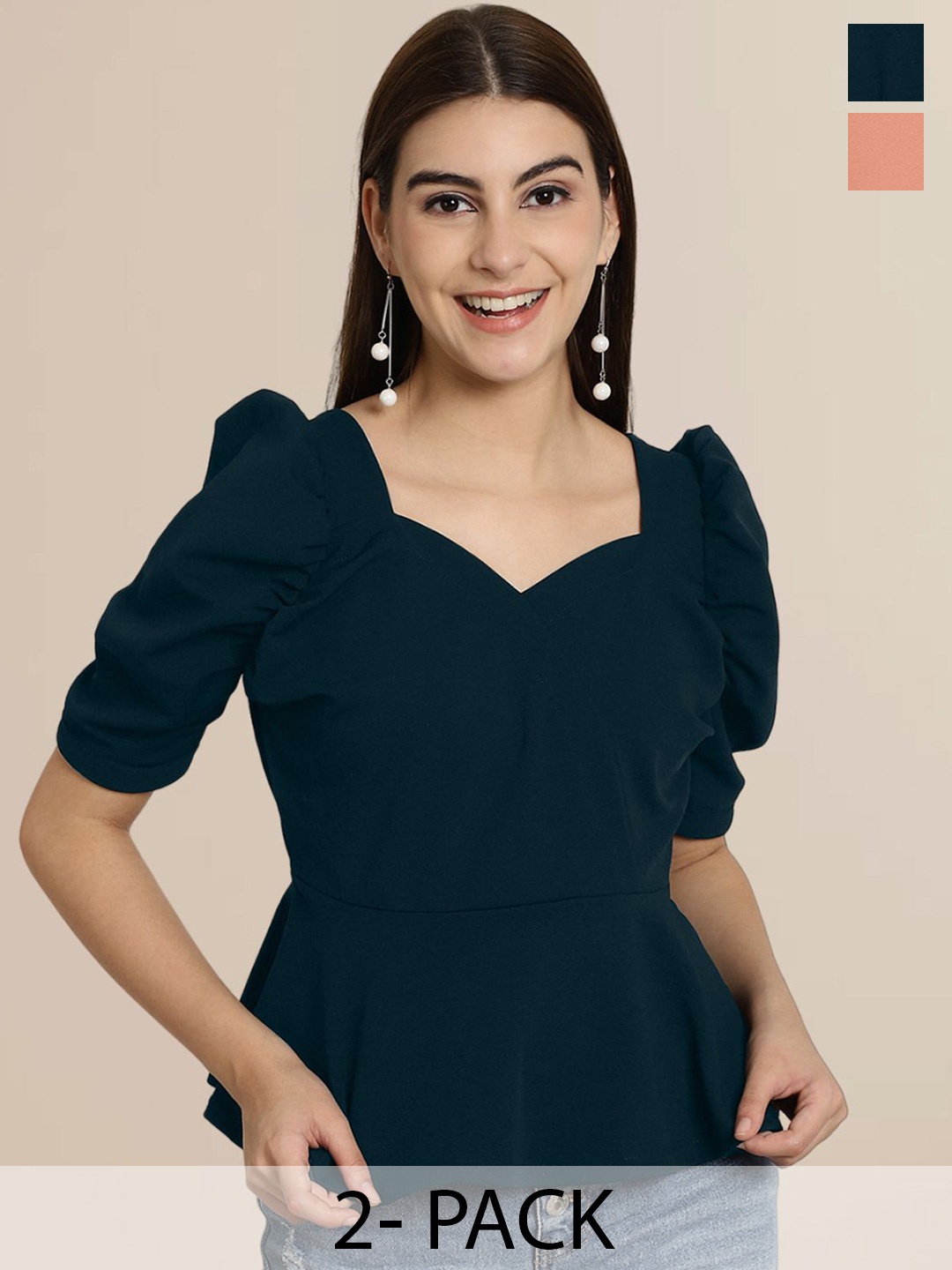 

Tromko Sweetheart Neck Puff Sleeve Top, Multi