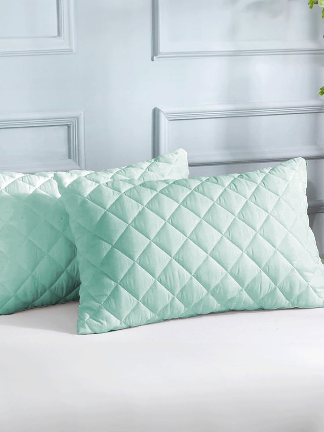 

LINENWALAS Happy Sleeping Turquoise Blue 2 Pcs Pure Cotton Rectangle Pillow Covers