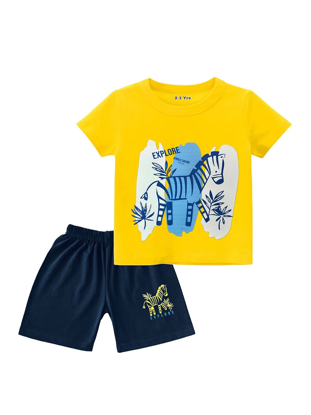 

FRENCH KLEIDER Boys Printed T-shirt with Shorts, Yellow