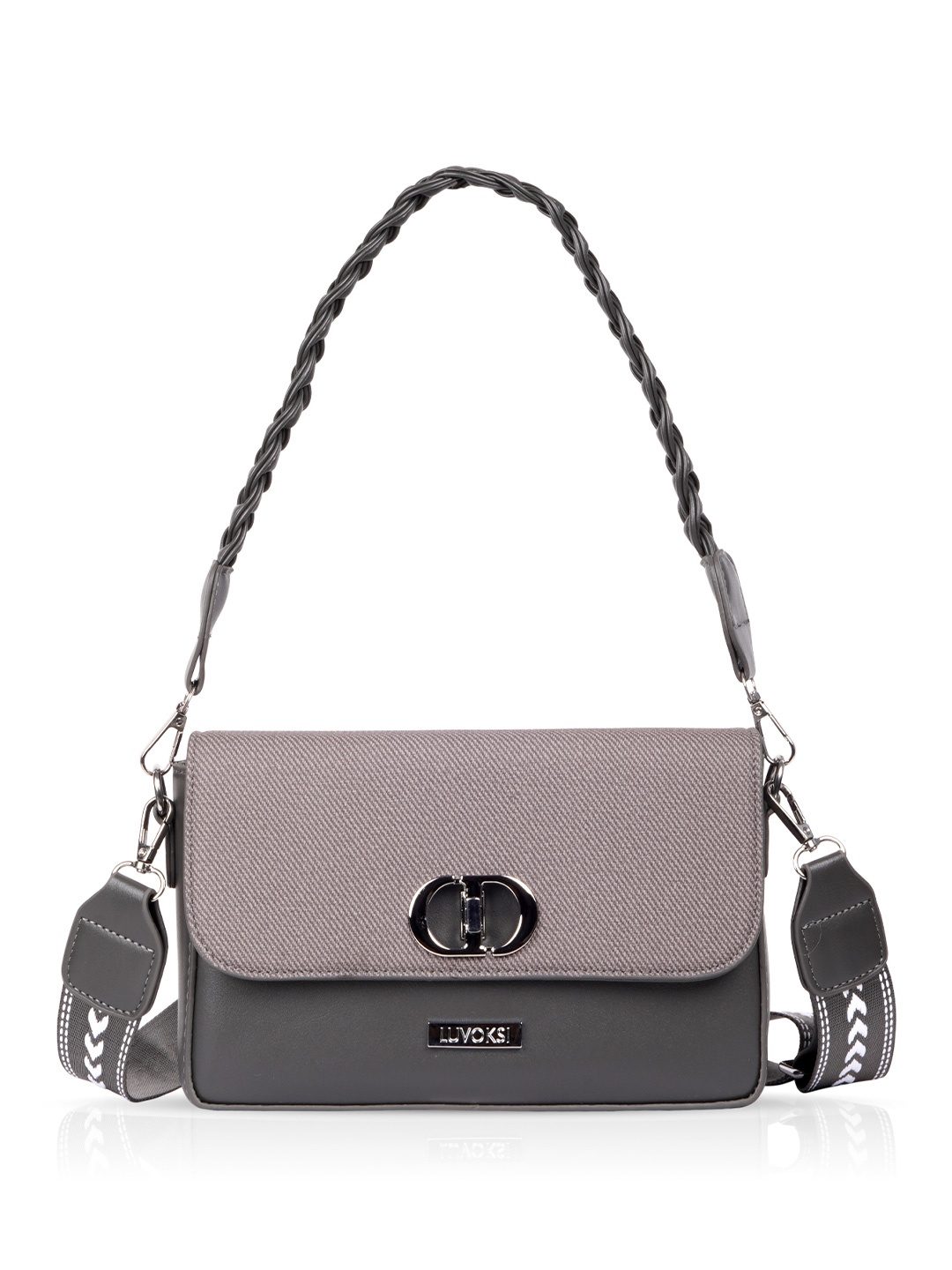 

Luvoksi Textured PU Structured Sling Bag, Grey