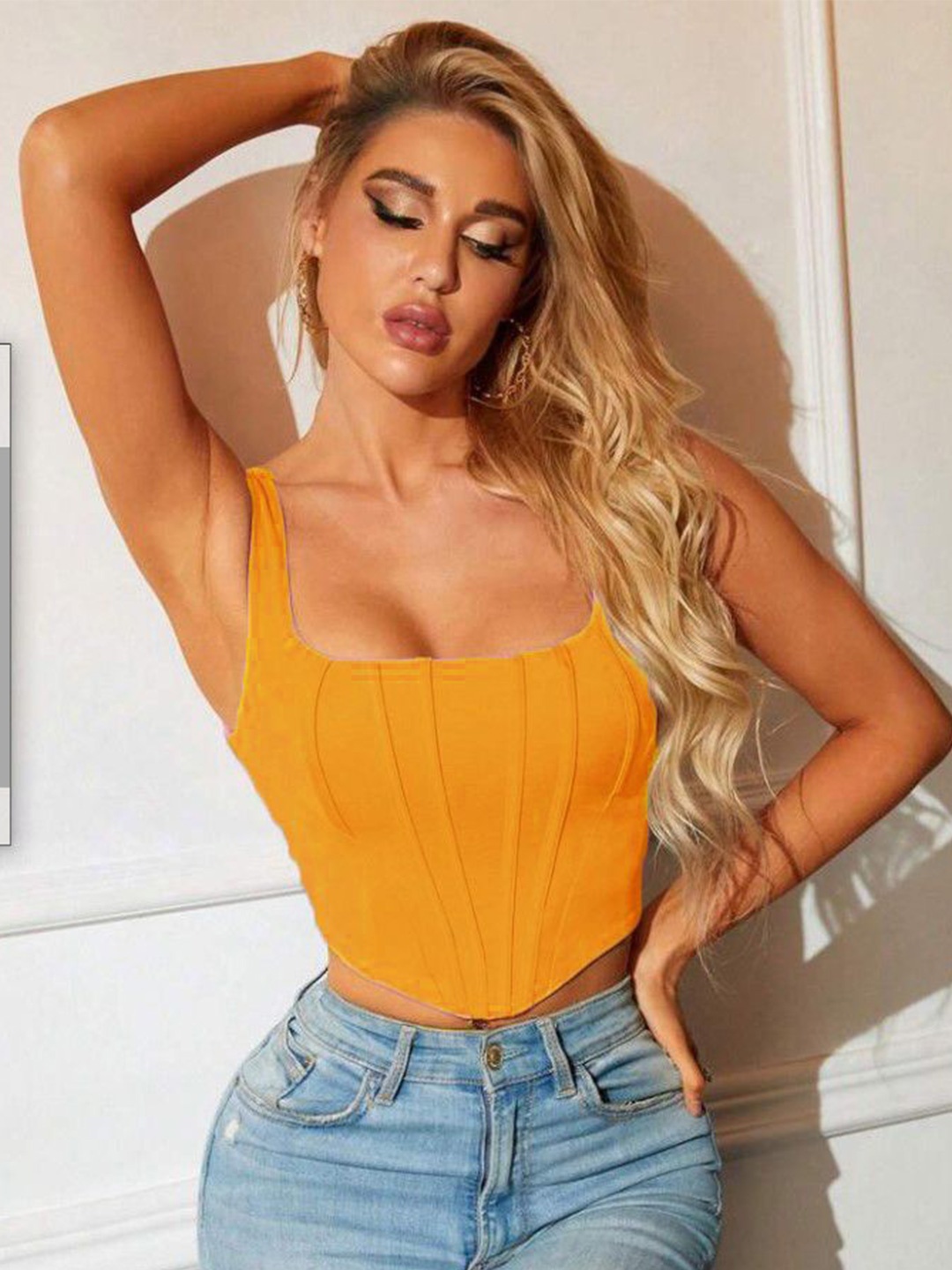 

Projas Sweetheart Neck Crop Top, Yellow