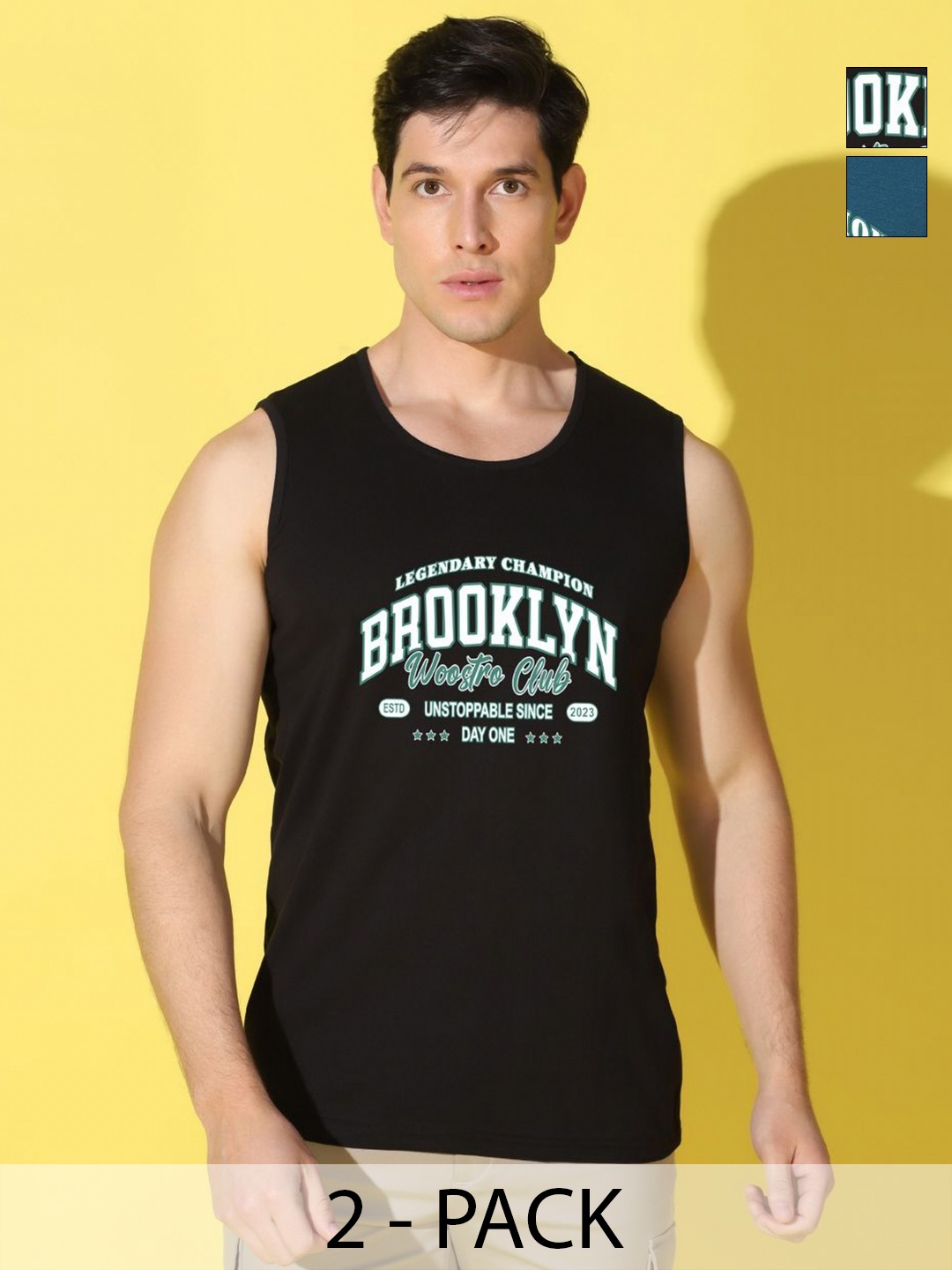 

WOOSTRO Men Typography 2 Printed Applique Slim Fit T-shirt, Black