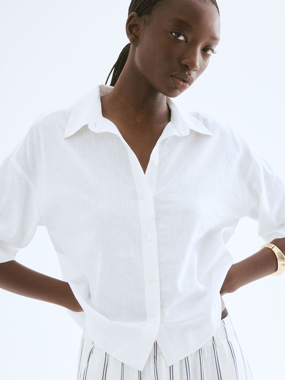 

H&M Linen-Blend Shirt, White
