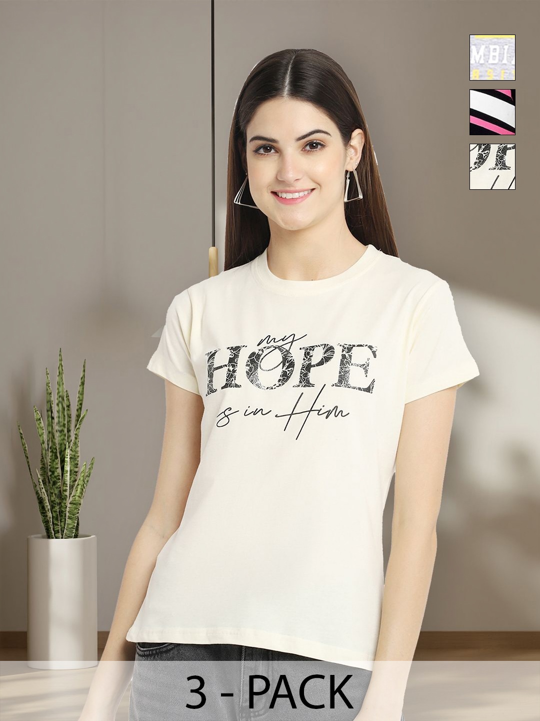 

Tromko Women Typography 3 Printed Applique T-shirt, Multi
