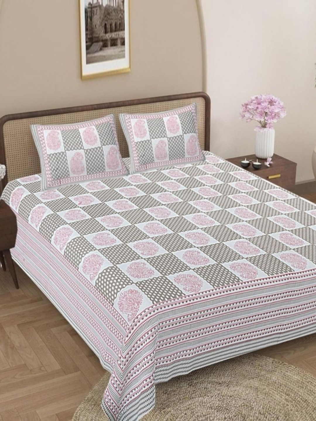 

Jaipur Weaves Polaris White & Grey Printed 180TC Cotton King Bedsheet Set 2.74 m x 2.74 m