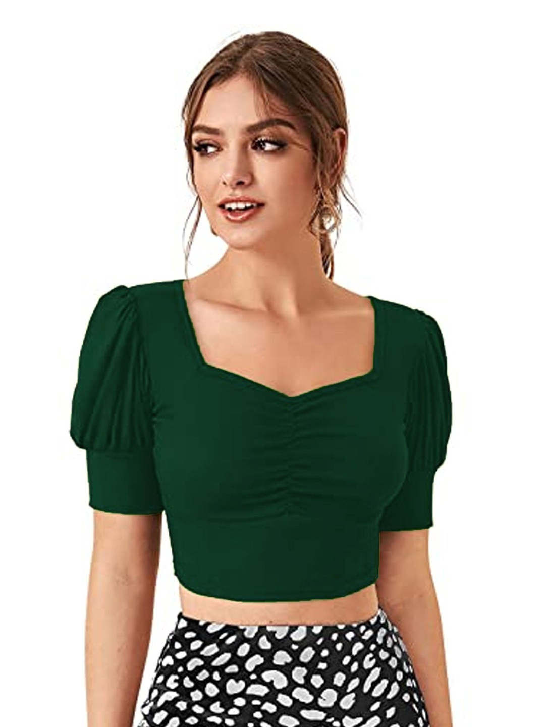 

Projas Sweetheart Neck Crop Top, Green