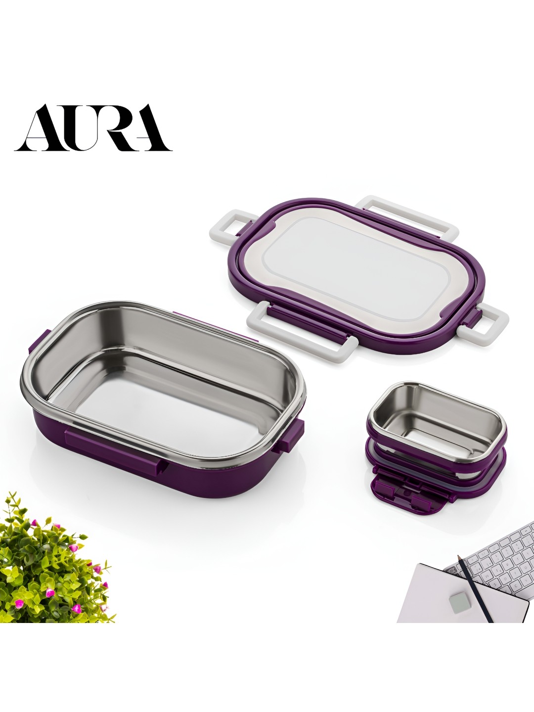 

Aura Purple 2025 Plastic Dishwasher Safe Lunch Box