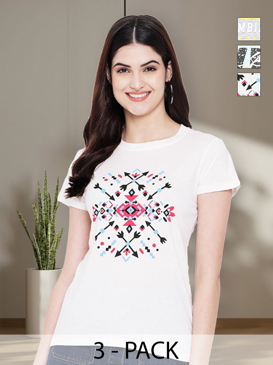 

Tromko Women Typography 3 Printed Applique T-shirt, Multi