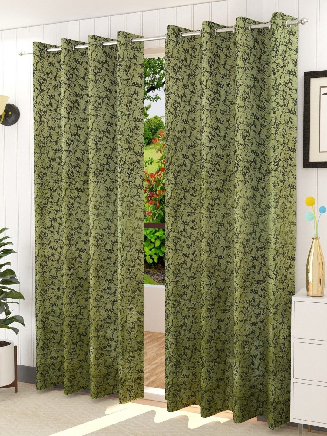 

Galaxy Home Decor Green Set of 2 Room Darkening Door Curtain