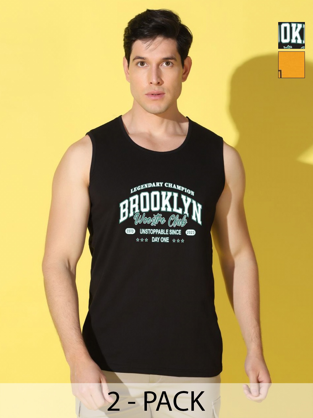 

WOOSTRO Men Typography 2 Printed Applique Slim Fit T-shirt, Black