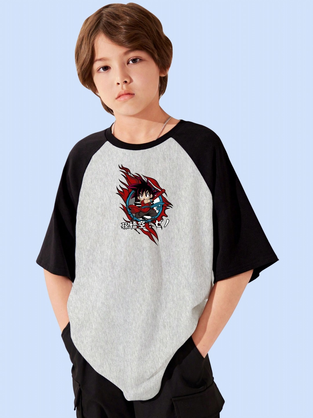 

LOCAVESTIR Boys Printed T-shirt, Grey