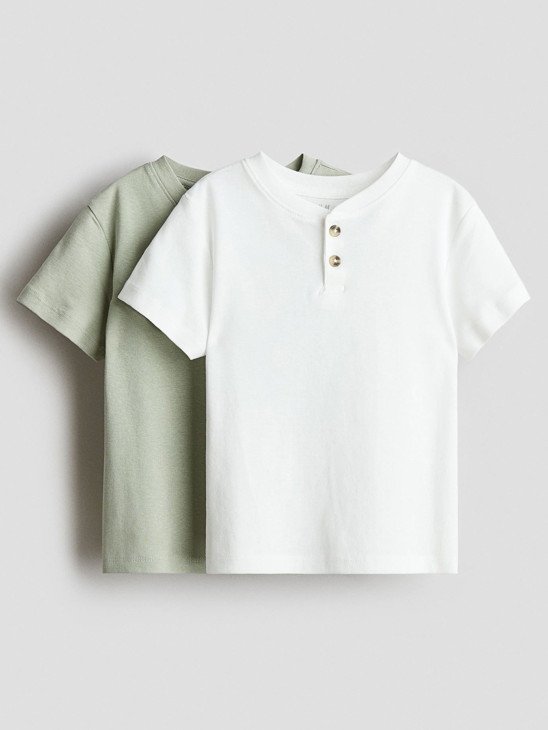 

H&M 2-Pack Henley T-Shirts, Green