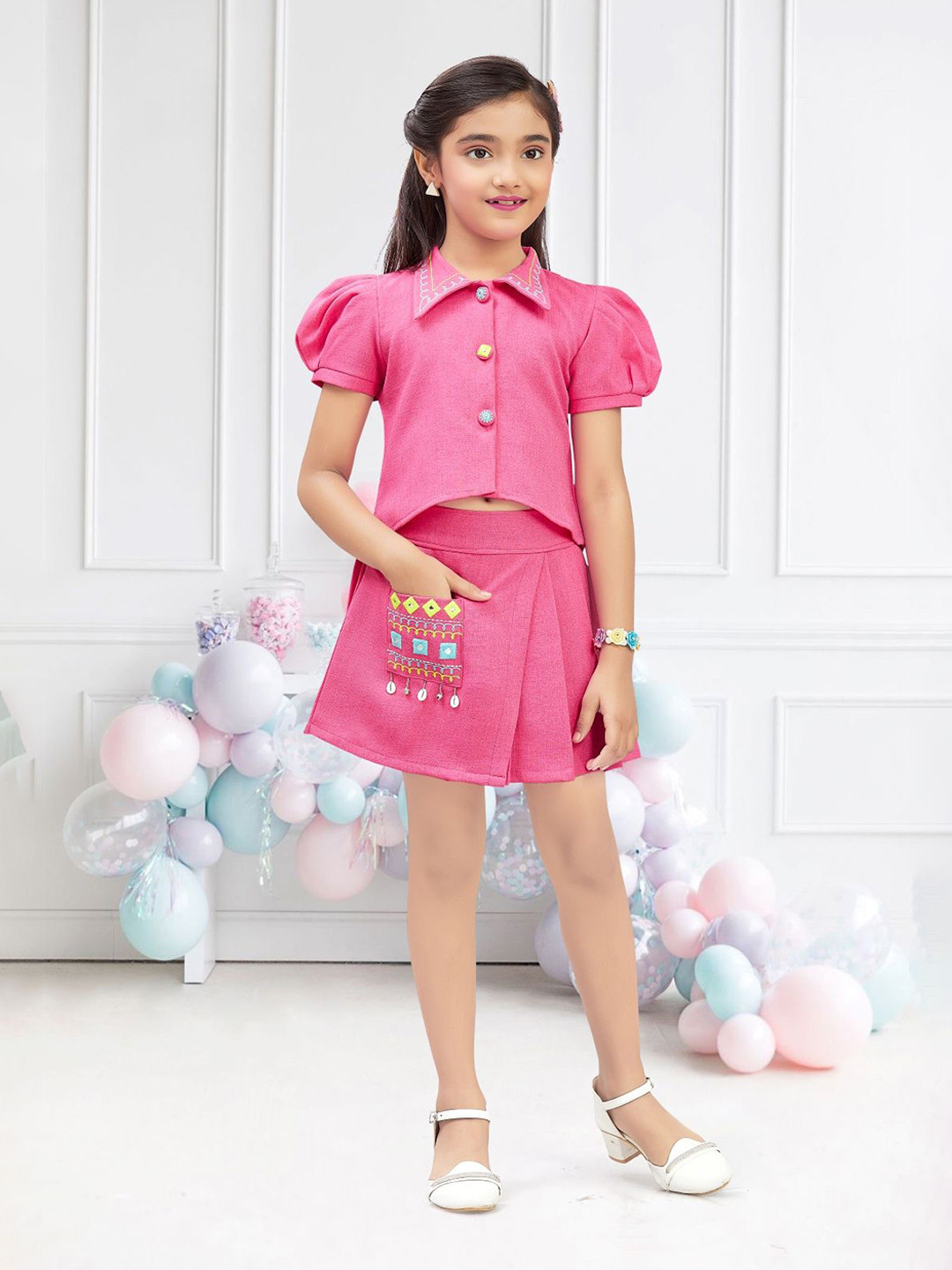 

Lei-Chie Girls Shirt with Skirt, Pink