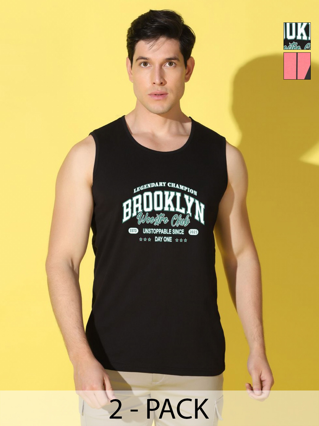 

WOOSTRO Men Typography 2 Printed Slim Fit T-shirt, Black