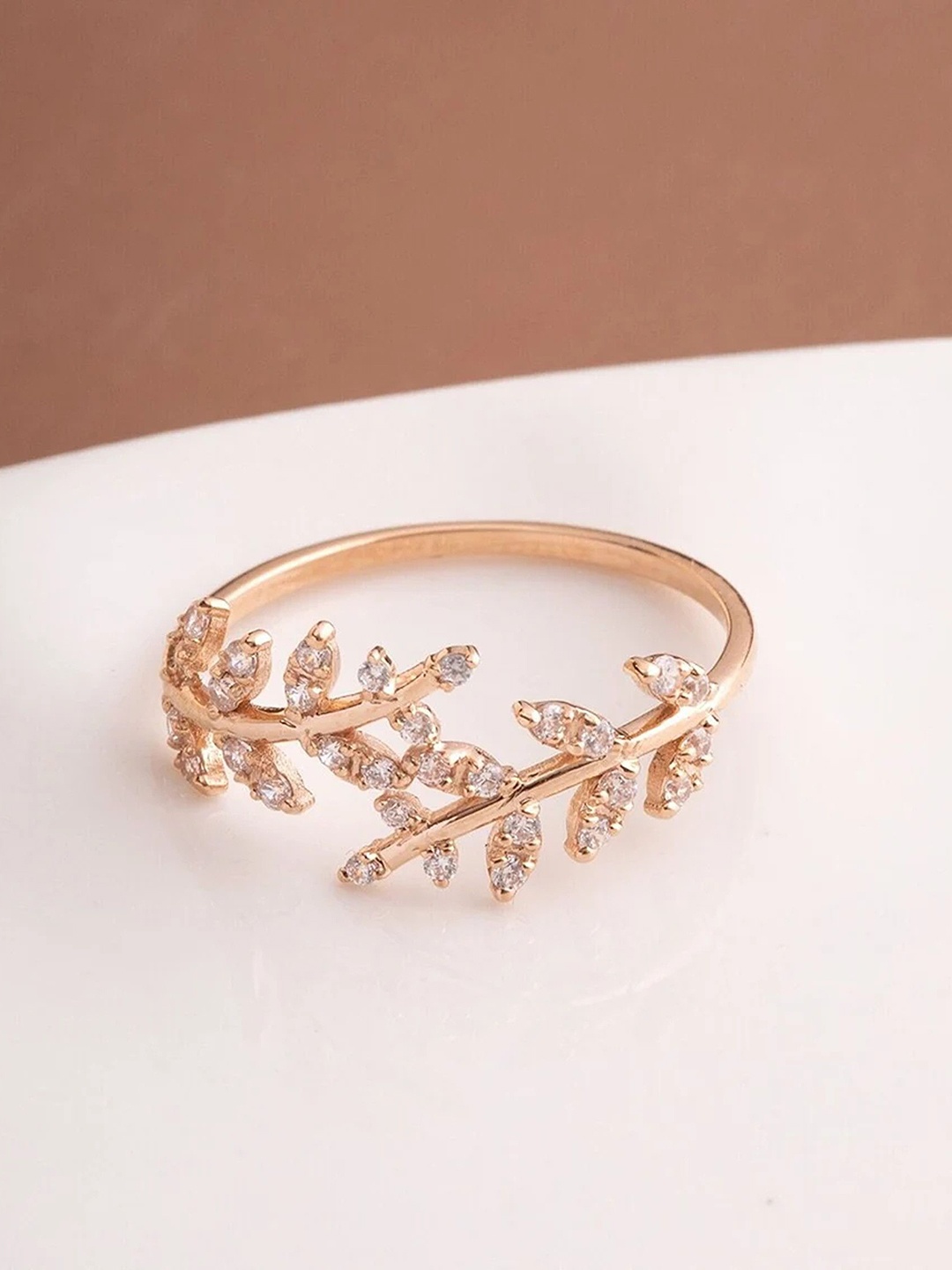 

Anouk 925 Sterling Silver Rose Gold-Plated Cubic Zirconia Adjustable Finger Ring