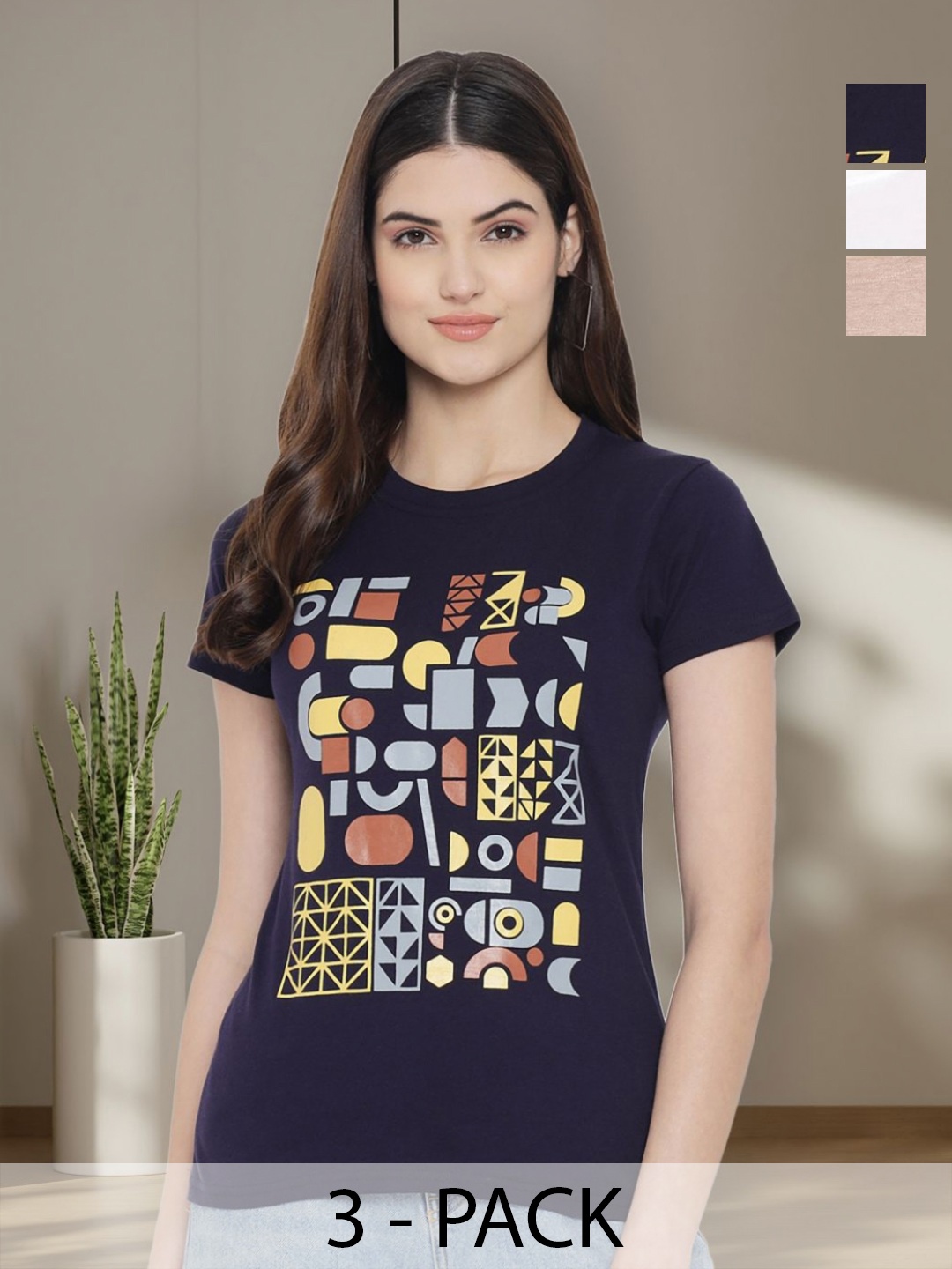 

Tromko Women Typography 3 Printed Applique T-shirt, Multi