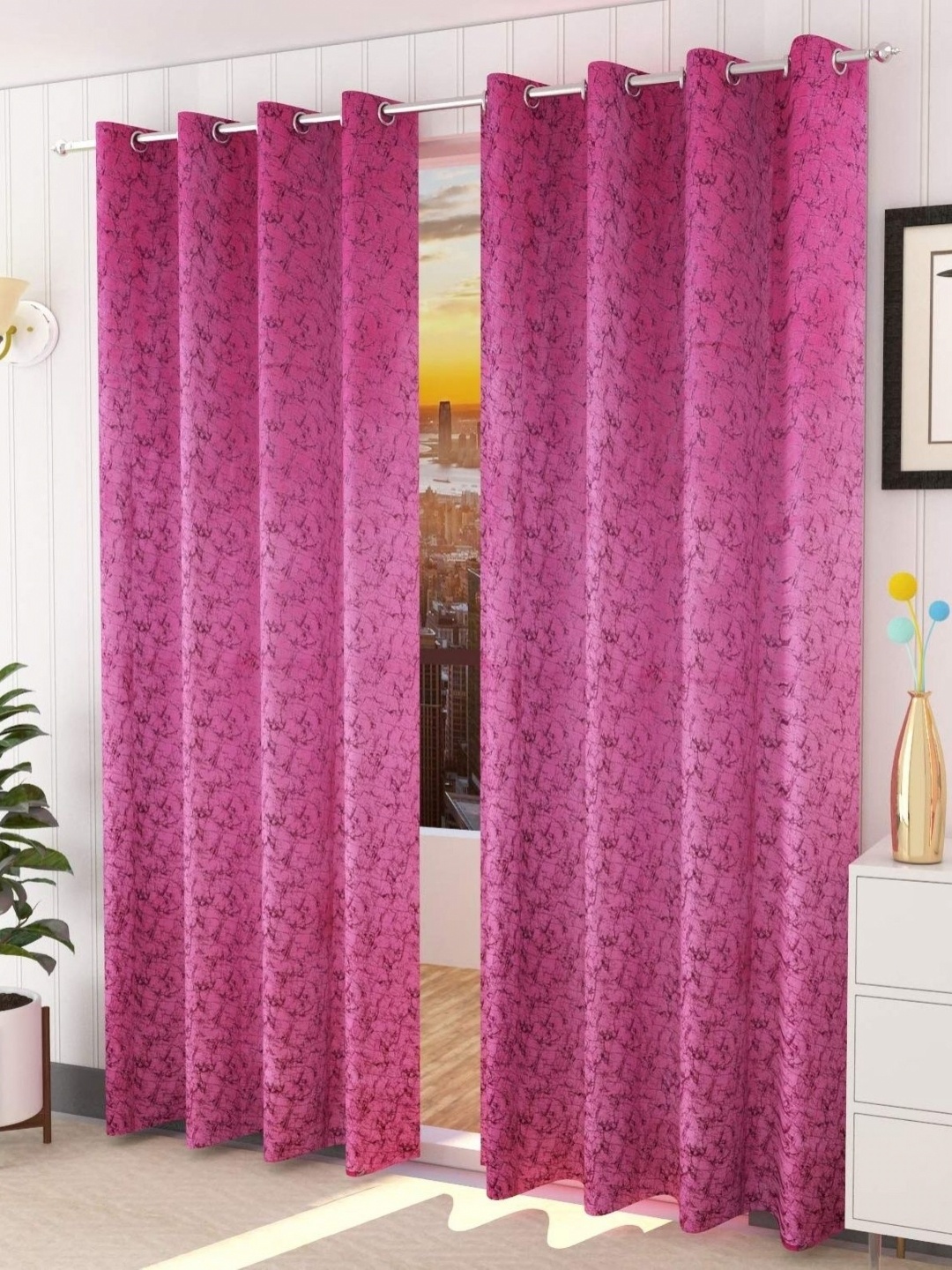 

Galaxy Home Decor Pink Set of 2 Room Darkening Window Curtain