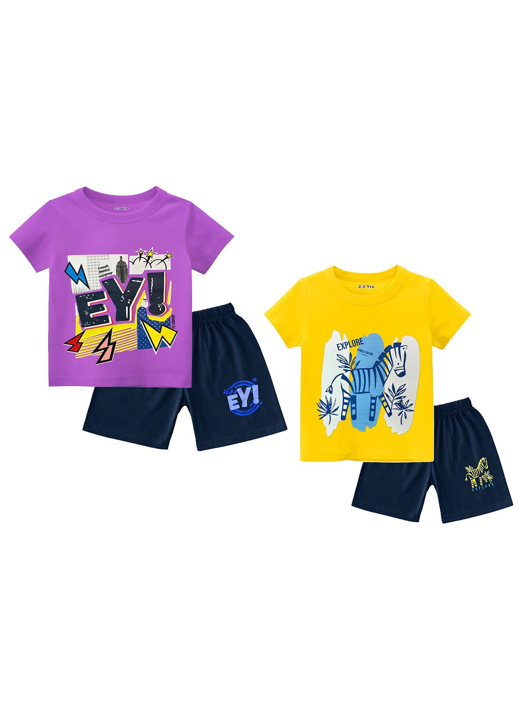 

FRENCH KLEIDER Boys Printed T-shirt with Shorts, Yellow