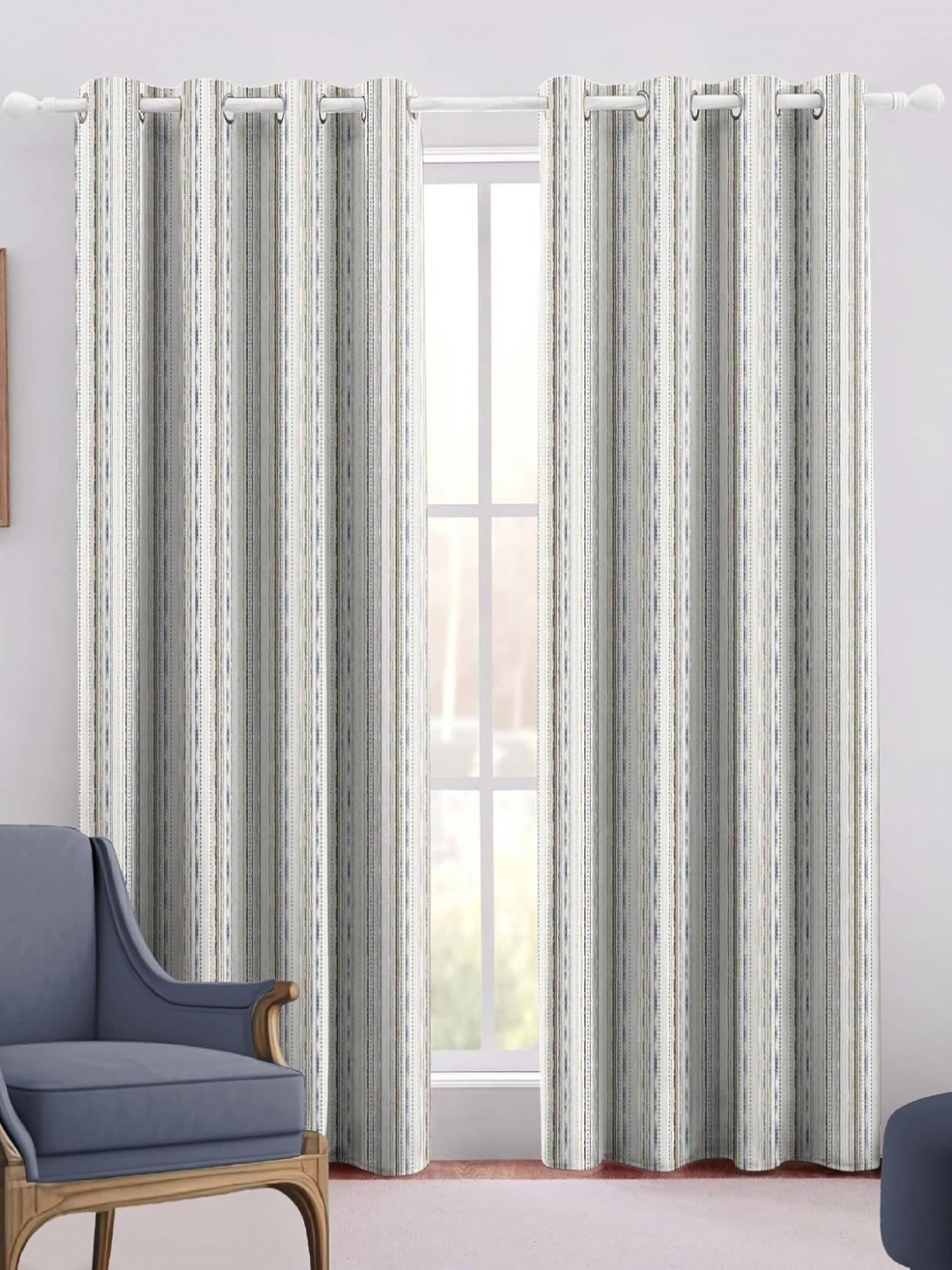 

Trance Home Linen Grey Striped Door Curtain