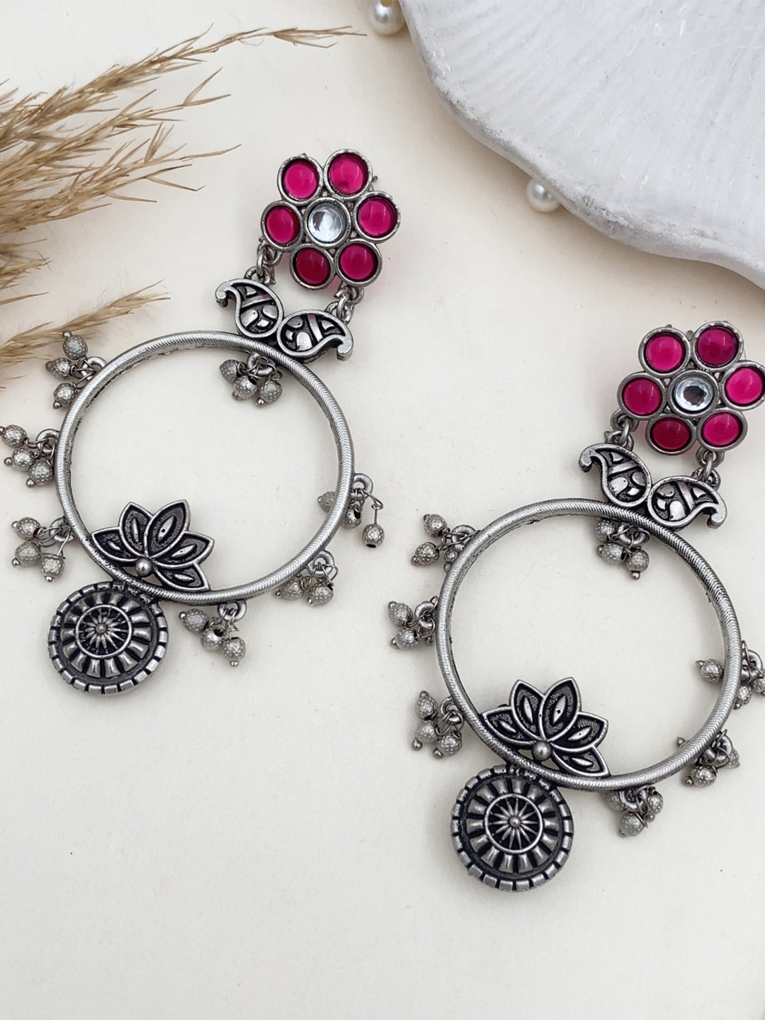 

Rare Bello Contemporary Chandbalis Earrings, Pink
