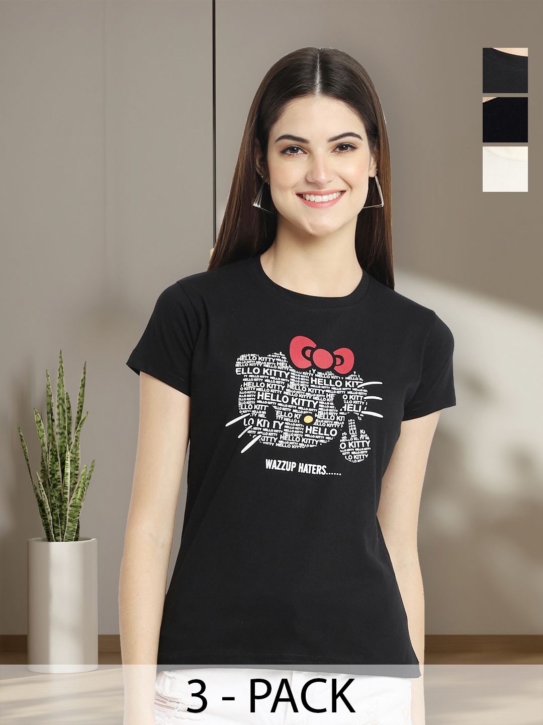 

Tromko Women Typography 3 Printed Applique T-shirt, Multi