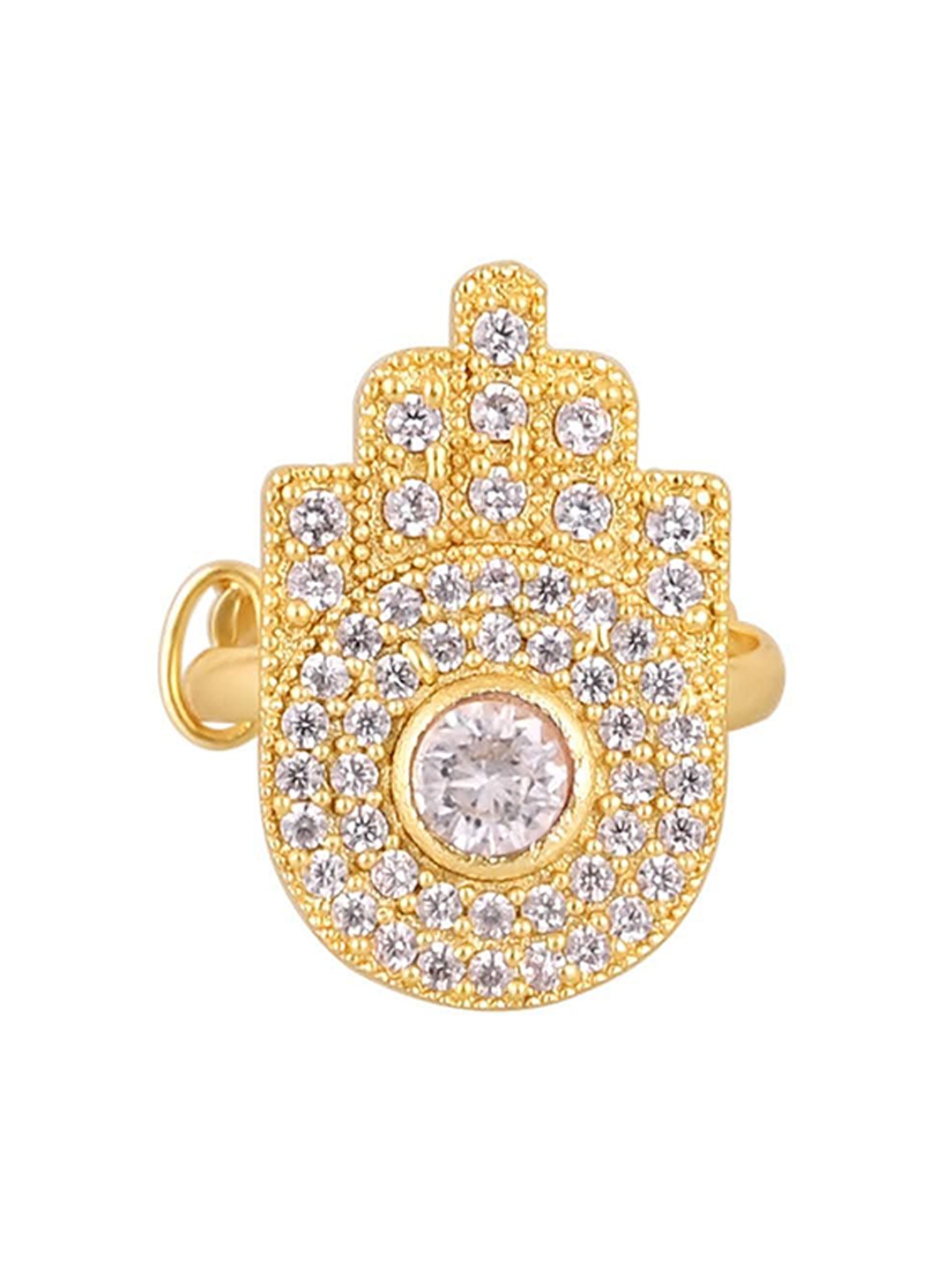 

House of Pataudi Gold-Plated Cubic Zirconia Stone Studded Finger Ring