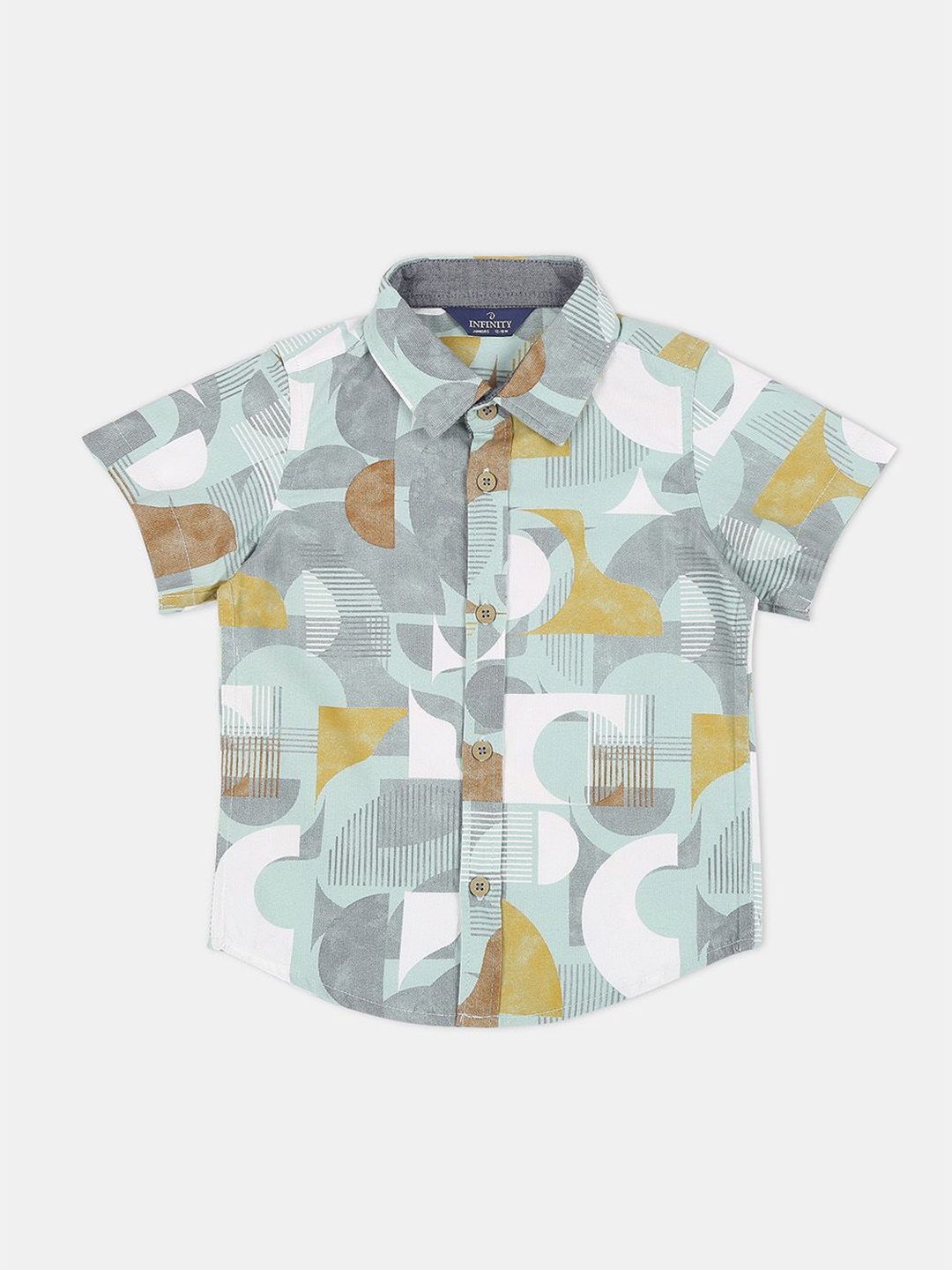 

Infinity Boys Opaque Printed Casual Shirt, Green