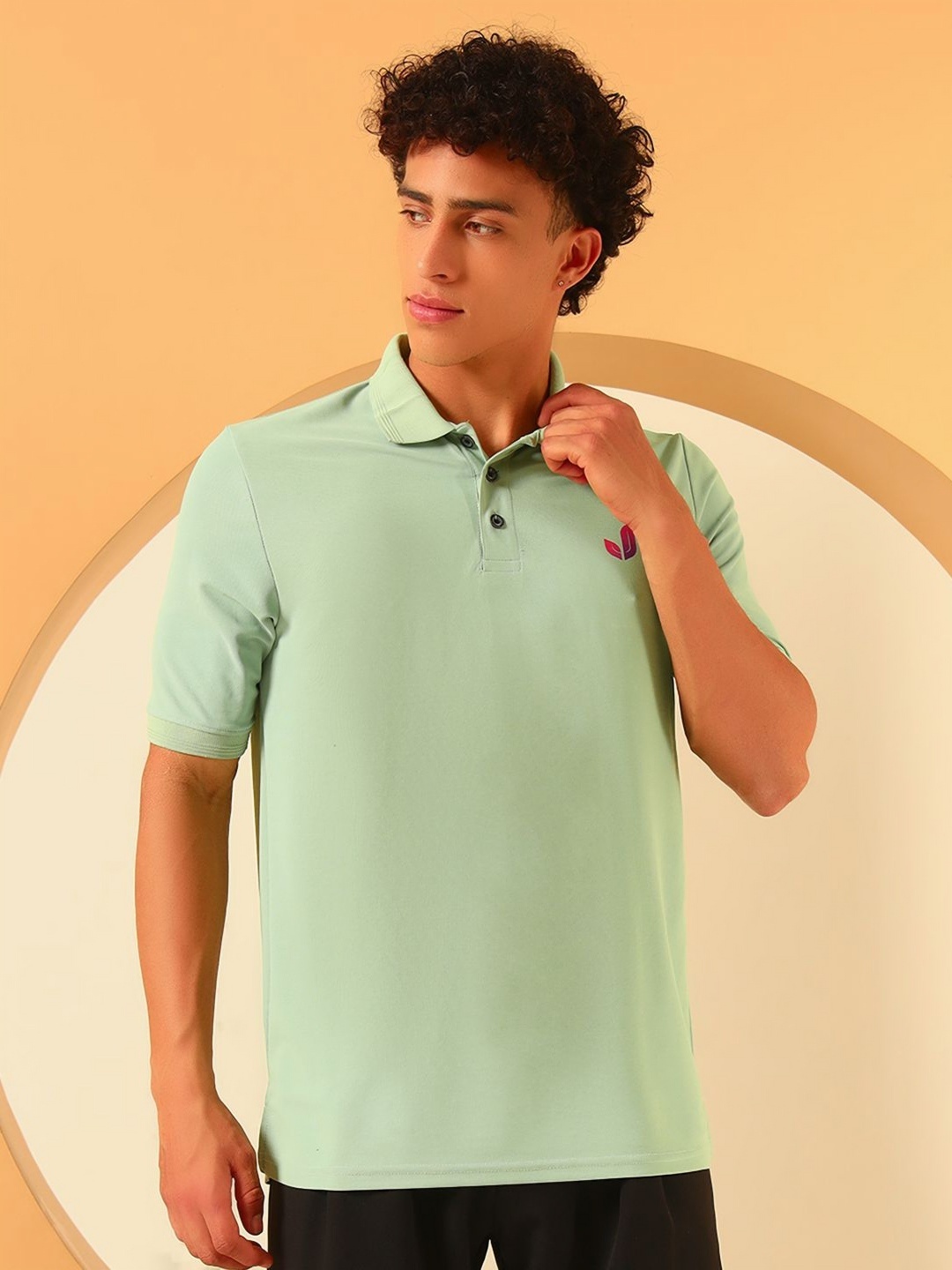 

GLITO Women Polo Collar Slim Fit T-shirt, Green