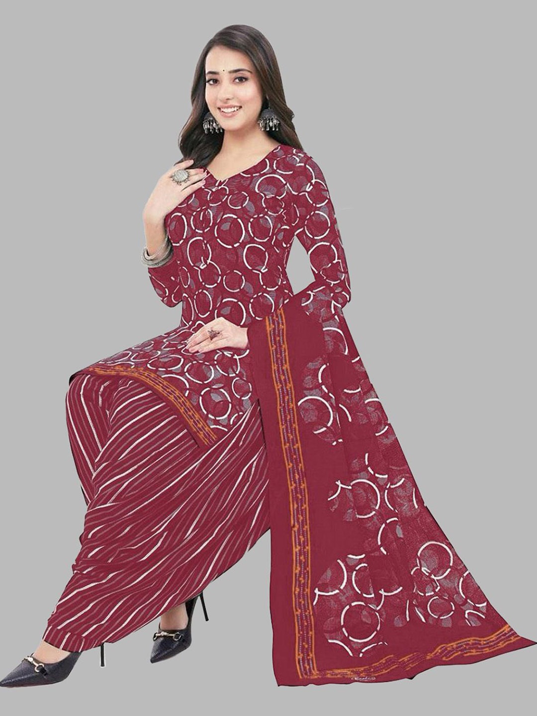 

SIMPLYETHNIC Printed Unstitched Dress Material, Pink